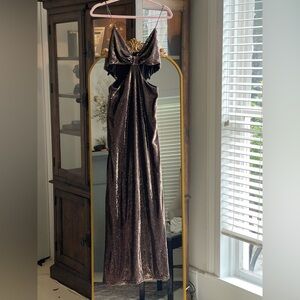 Halston Heritage CHLOE cut out GOWN IN SEQUINS Bronze Brown